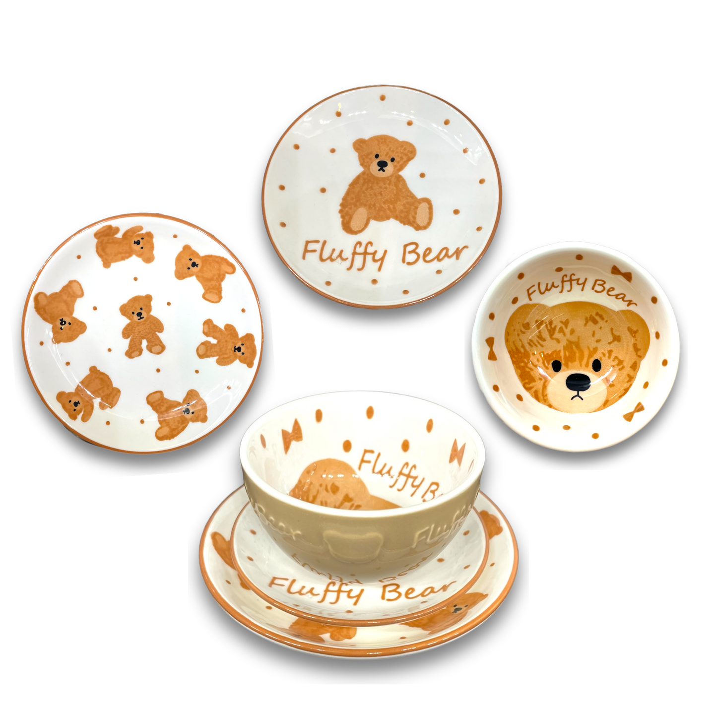 Fluffy Bear Stoneware Set and Pieces