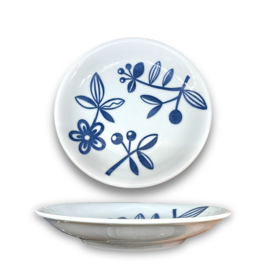 Blue Floral Ceramic White Plate