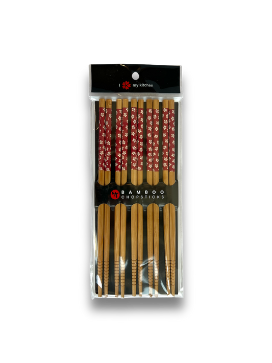 Red Sakura Bamboo Wooden Chopsticks