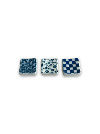 Blue Patterned Square Chopstick Holder