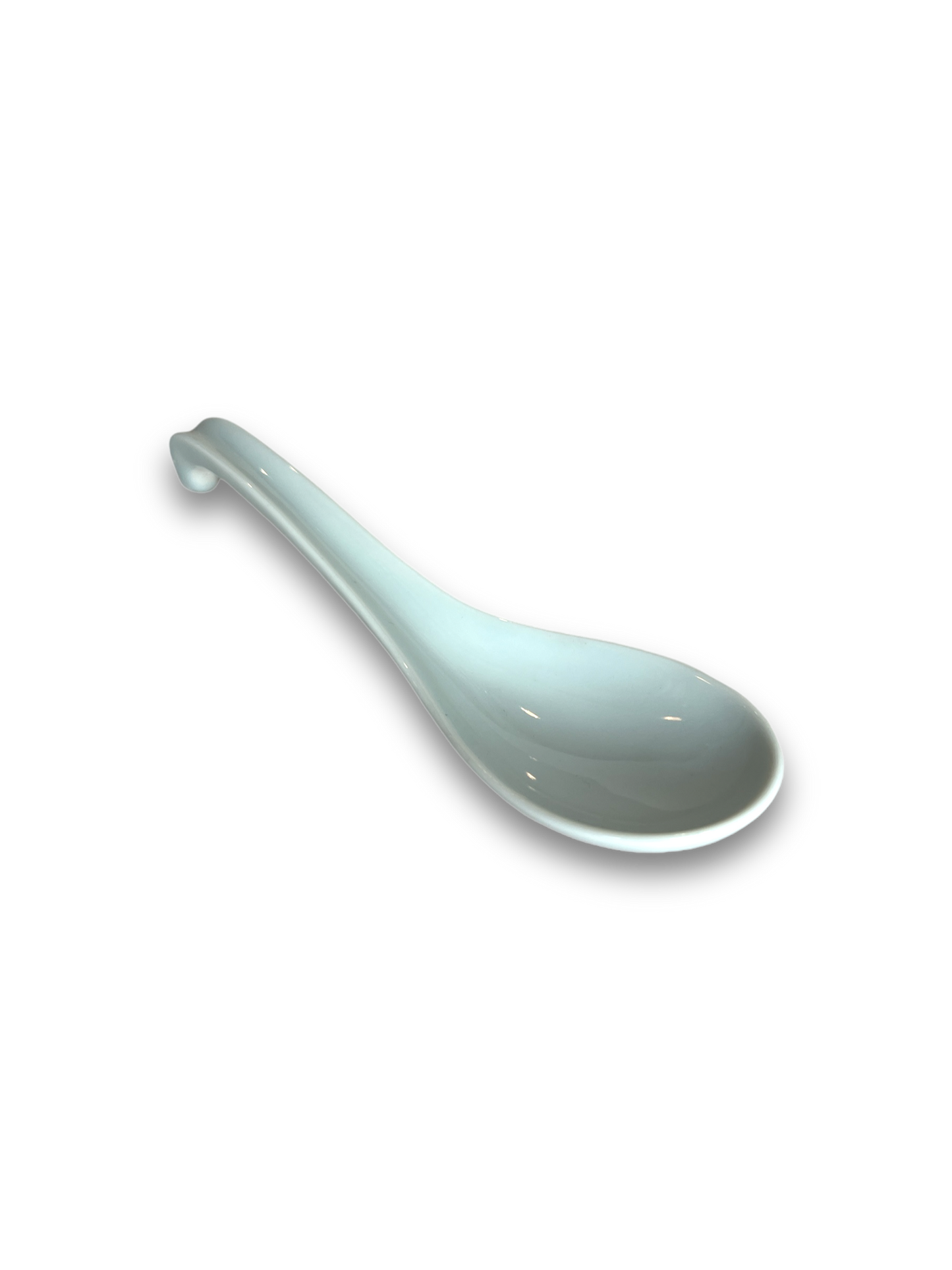 White Ceramic Large Spoon With Curved Handle