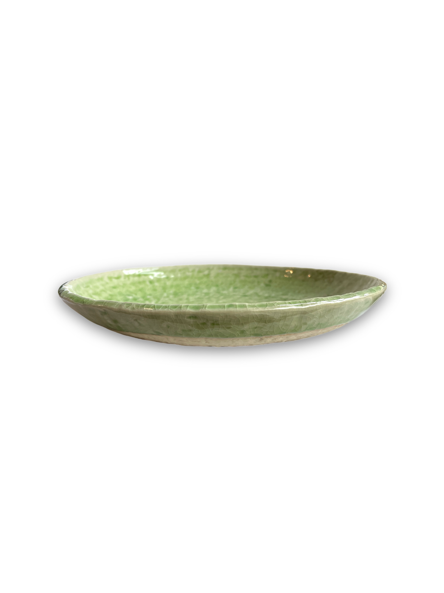 Cracked Jade Green Circle and Rectangle Plate