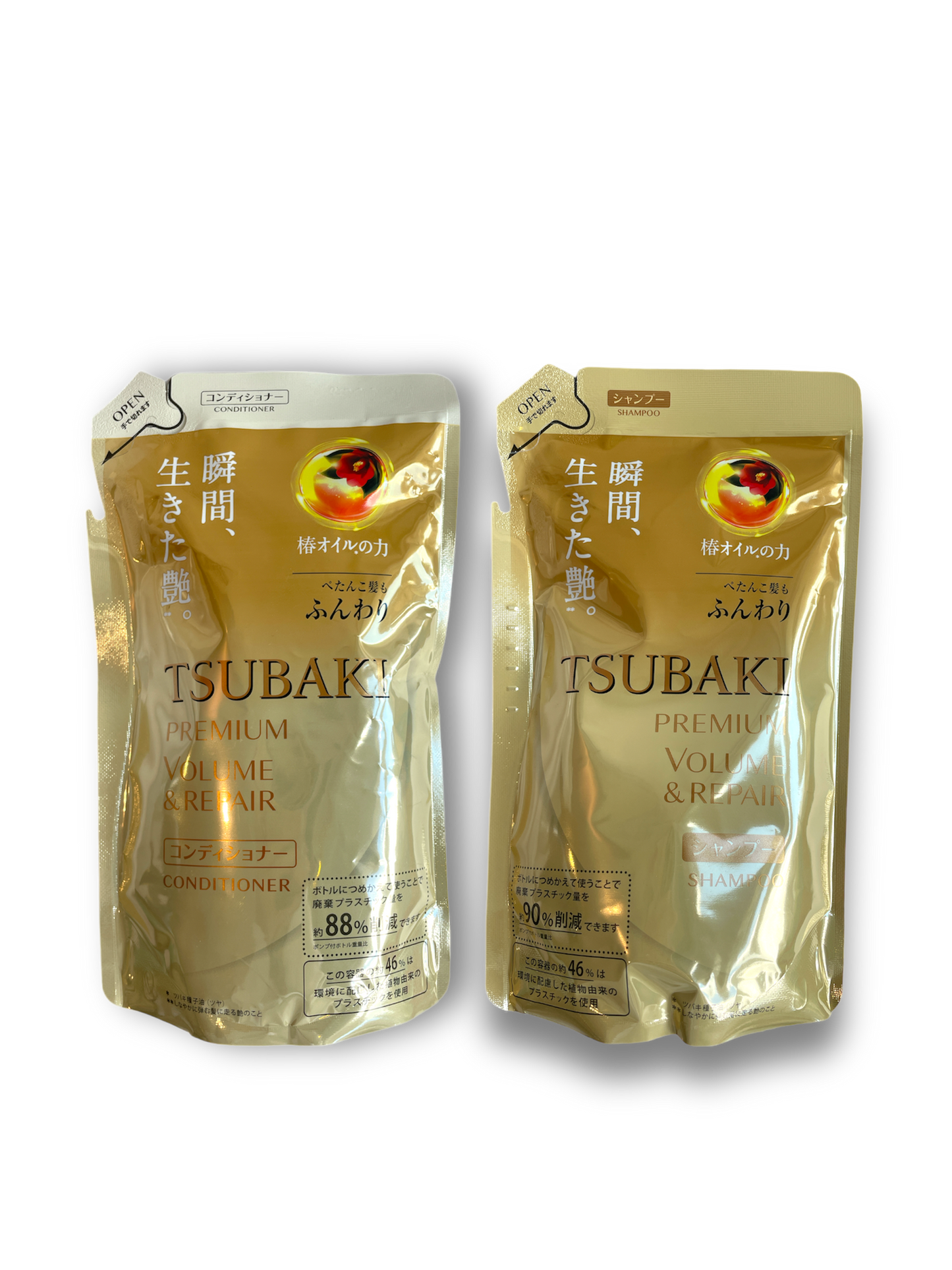 Tsubaki Premium Volume & Repair Gold Shampoo, Conditioner Refill Bag