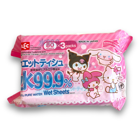 Sanrio 99.9% Pure Water Wet Tissue 3 Pack of 80 Sheets