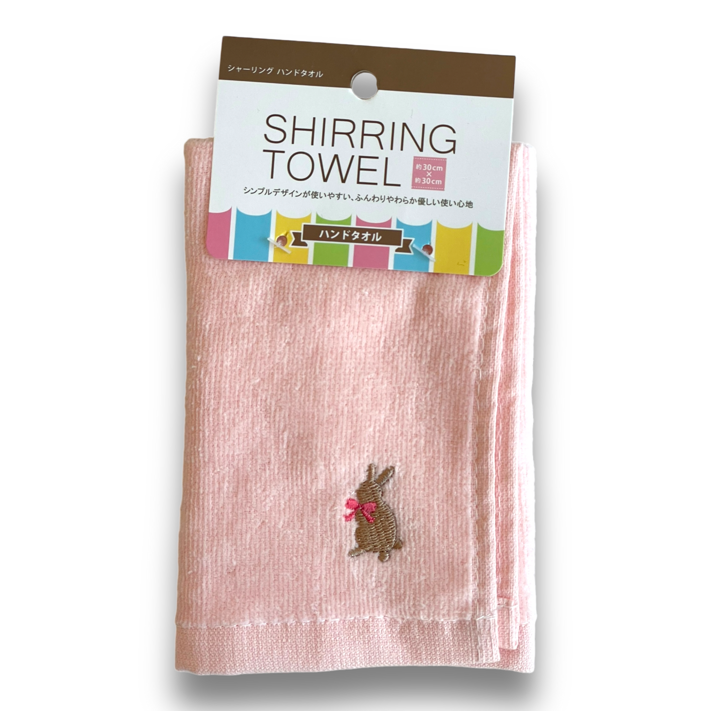 Large Shirring Towel Handkerchief Pink Rabbit