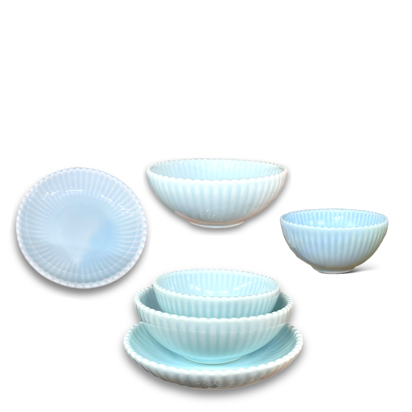 Baby Blue Stoneware Set and Pieces